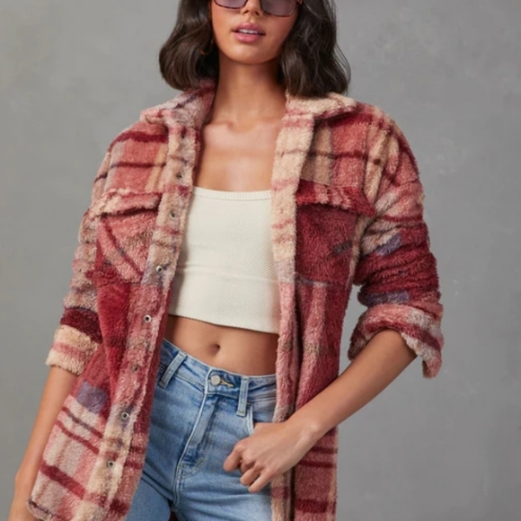 Vici Skylar Rose Mendocino Plaid Soft Knit Jacket NEW - Picture 9 of 9